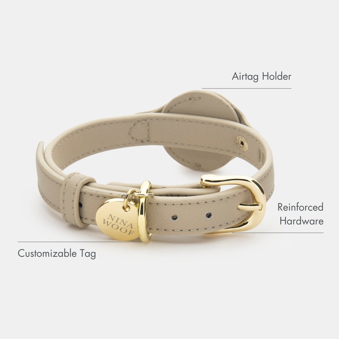 AirTag-Compatible Dog Tracking Collar – Vegan Leather