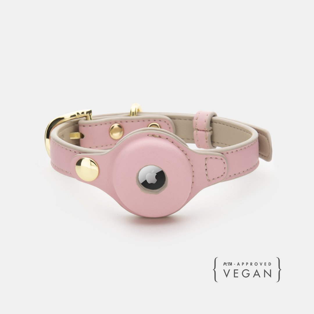 AirTag-Compatible Dog Tracking Collar – Vegan Leather
