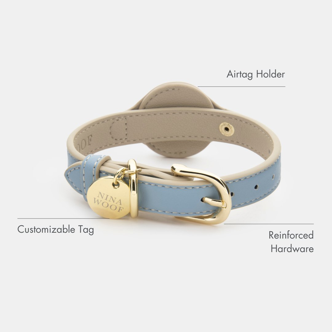AirTag-Compatible Dog Tracking Collar – Vegan Leather