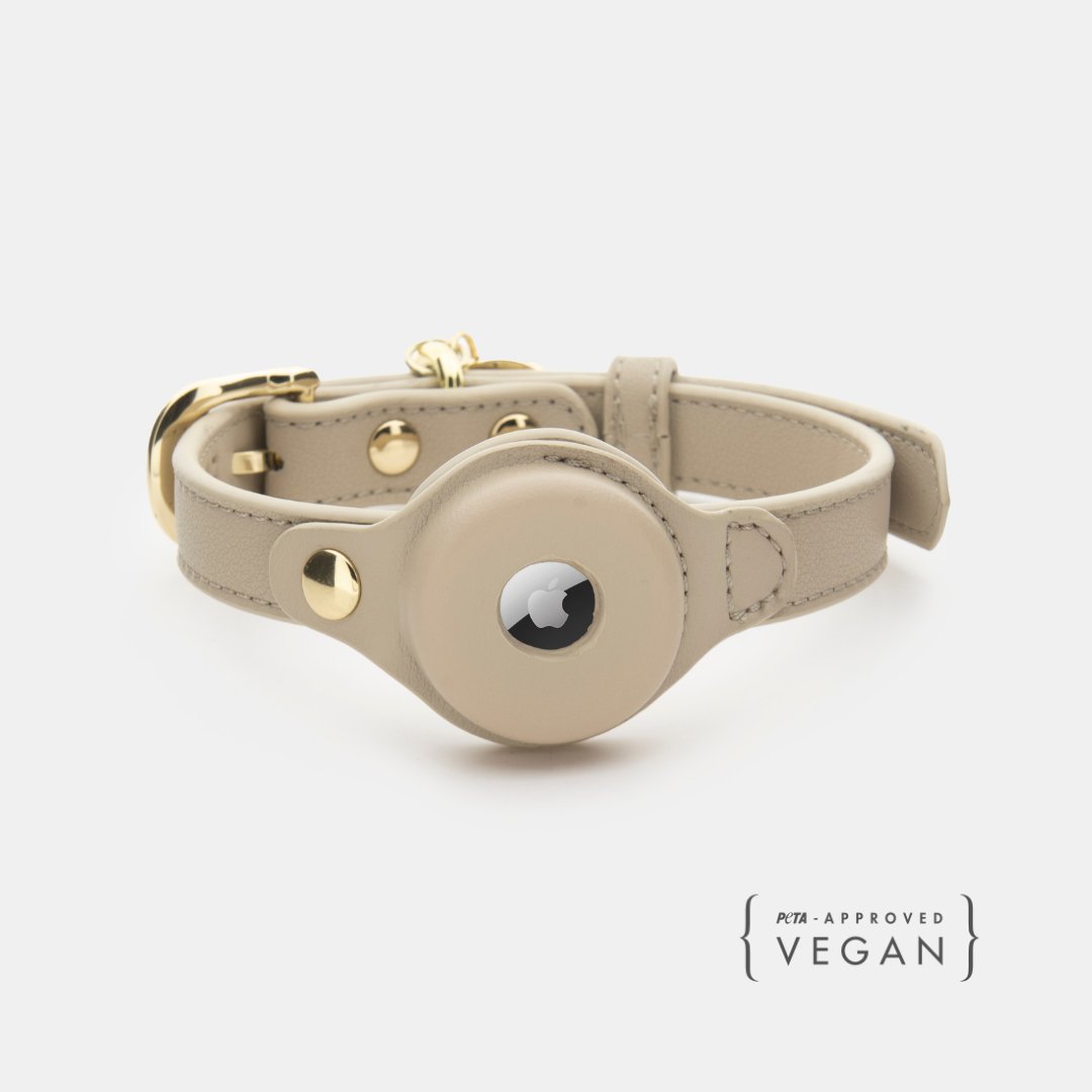 AirTag-Compatible Dog Tracking Collar – Vegan Leather