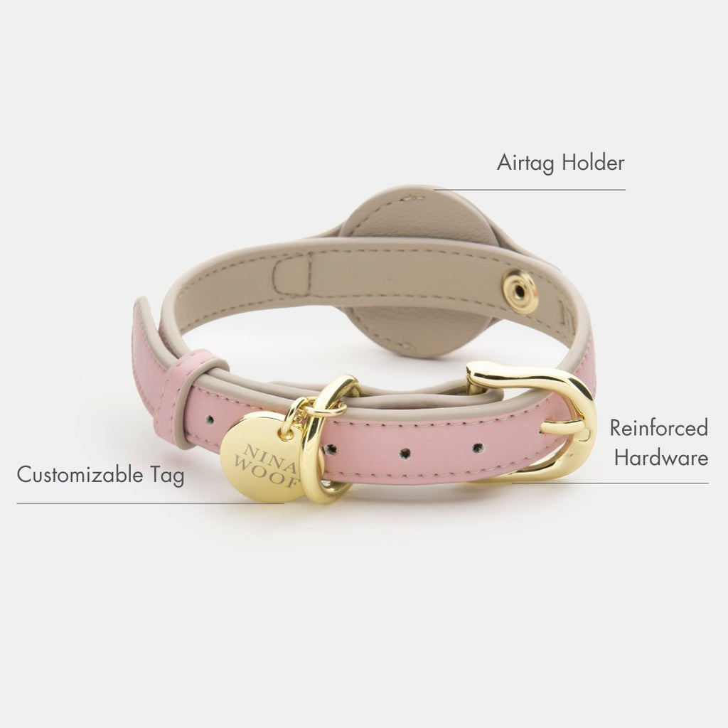 AirTag-Compatible Dog Tracking Collar – Vegan Leather
